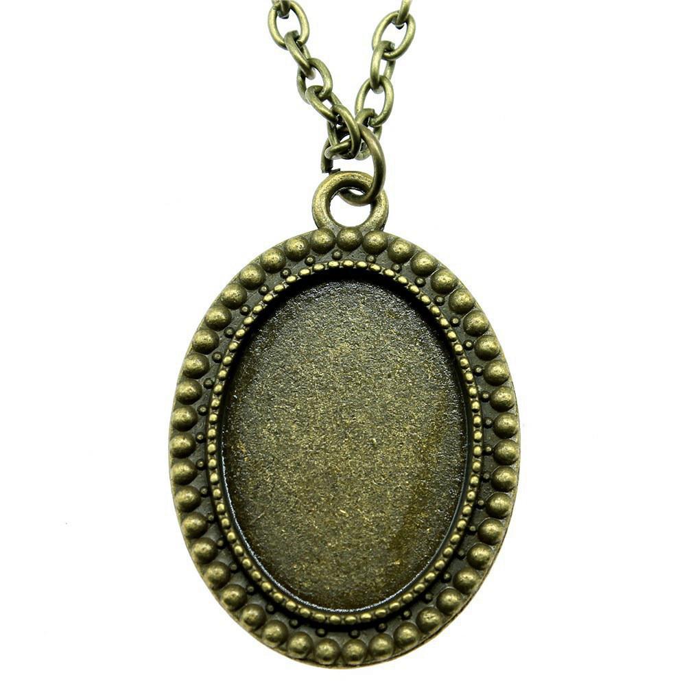 45cm Or 70cm Long Chain Necklace Oval Glass Cabochon Base Setting Tray Minimalist Jewelry Components QN054