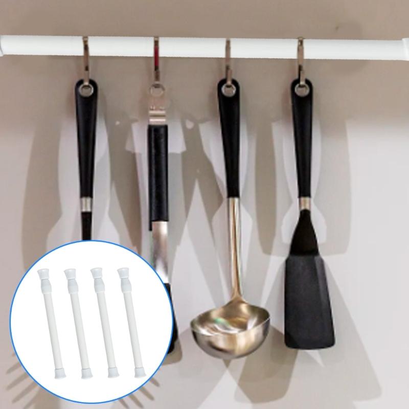 4PCS Expandable Curtain Rods Hardened PVC Substance Modifiable Length for Bathroom and Home styling