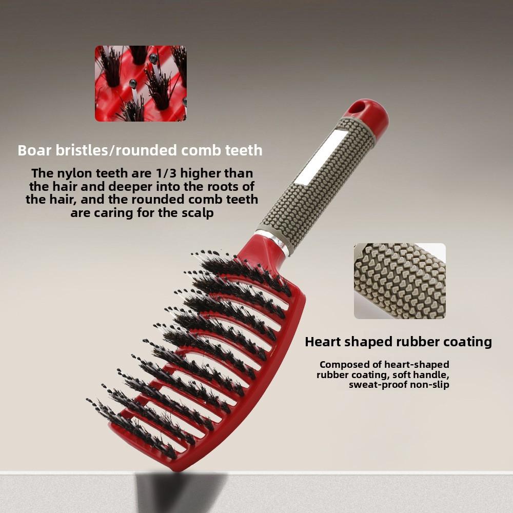 1pcs Detangling Curved Vented Boar Bristle Hair Brush Scalp Massage Comb Hollow Out Anti-static for Wet Curly Hair Salon