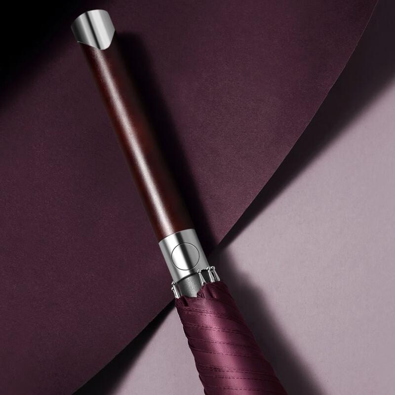MAYDU Solid Wood Handle Double Automatic Long Umbrella