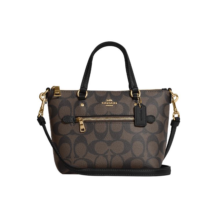 

Coach Gallery 20 Zipper Closure Double Card Slot Signature Coated Canvas And Smooth Leather Handheld Shoulder Crossbody Bag Small CA721-IMAA8 Basic Set (Bag+Dust Bag)