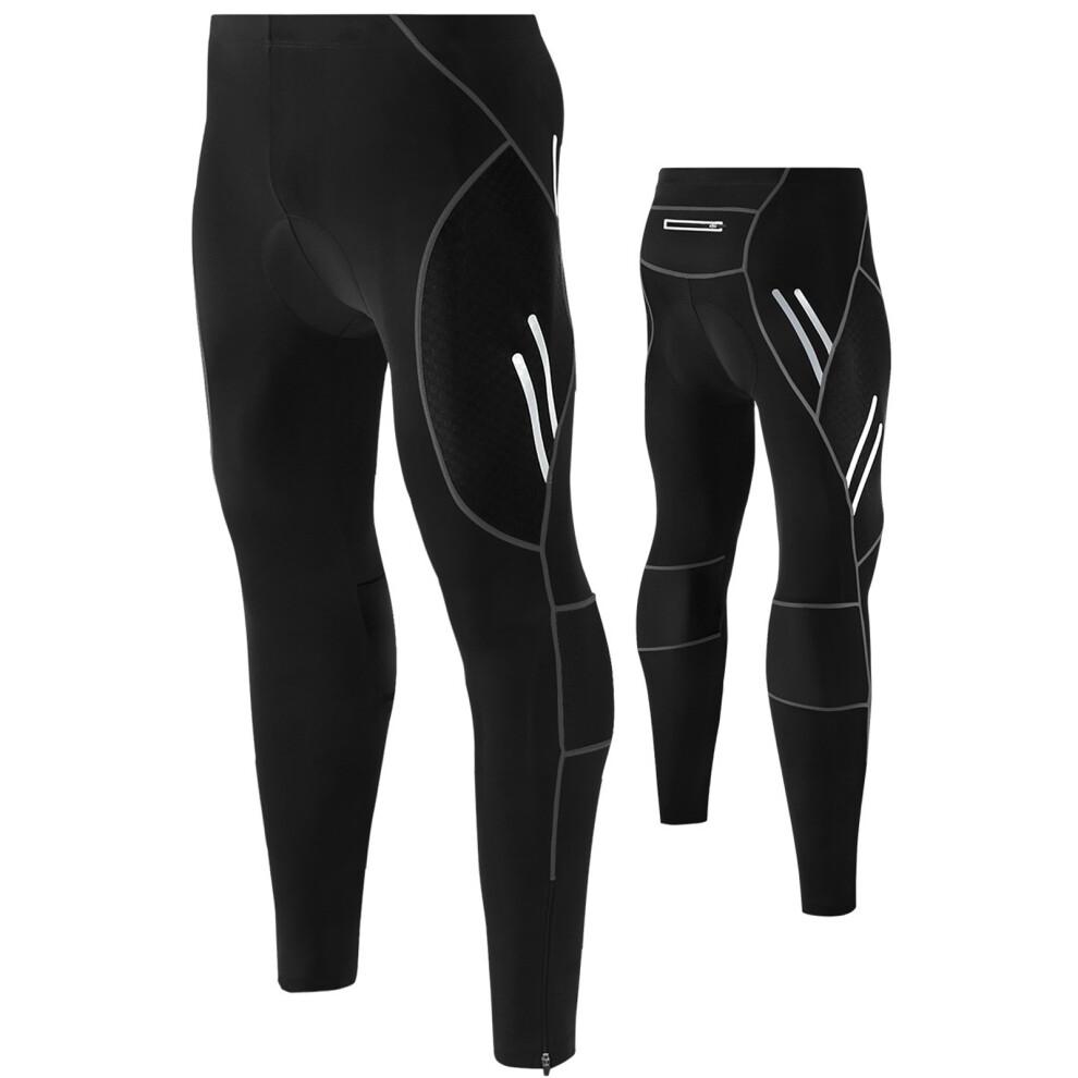Riding Pants Men's Mountain Bike Pants with 3D Silicone Cushion Reflective Breathable Gradient Compression Riding Tights Cycling Pants M
