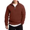 Men's Half Zip Stand Collar Fleece Top Men's Solid Color Plush Thick Stand Collar Sweatshirt