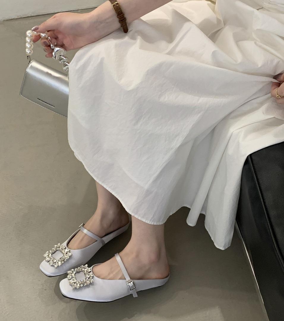 

With rough French heel Mary feeling rhinestones, new spring women s shoes 2025 single shoes, skirts, rare shoes, satin 2025 temperament 39 серый