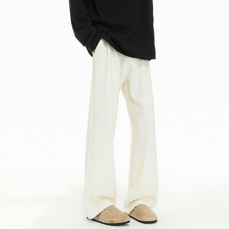 Dongjie No Logo Flus Spring Straight-Leg Drape Casual Dress Pants for Men, Wide-Leg Versatile Loose Floor-Length Trousers