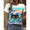 Sommer Damen T-Shirt Modisch Lässig Bequem Atmungsaktiv Rundhals Kurzarm T-Shirt Weich Große Größen Bunt Kreativ 3D Bedrucktes T-Shirt