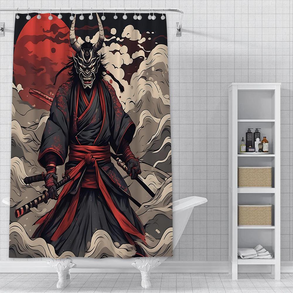 Japanese samurai devil Shower Curtain Waterproof Polyester Fabric Paint Bath Curtains Home Bathroom Decor Curtain With Hook