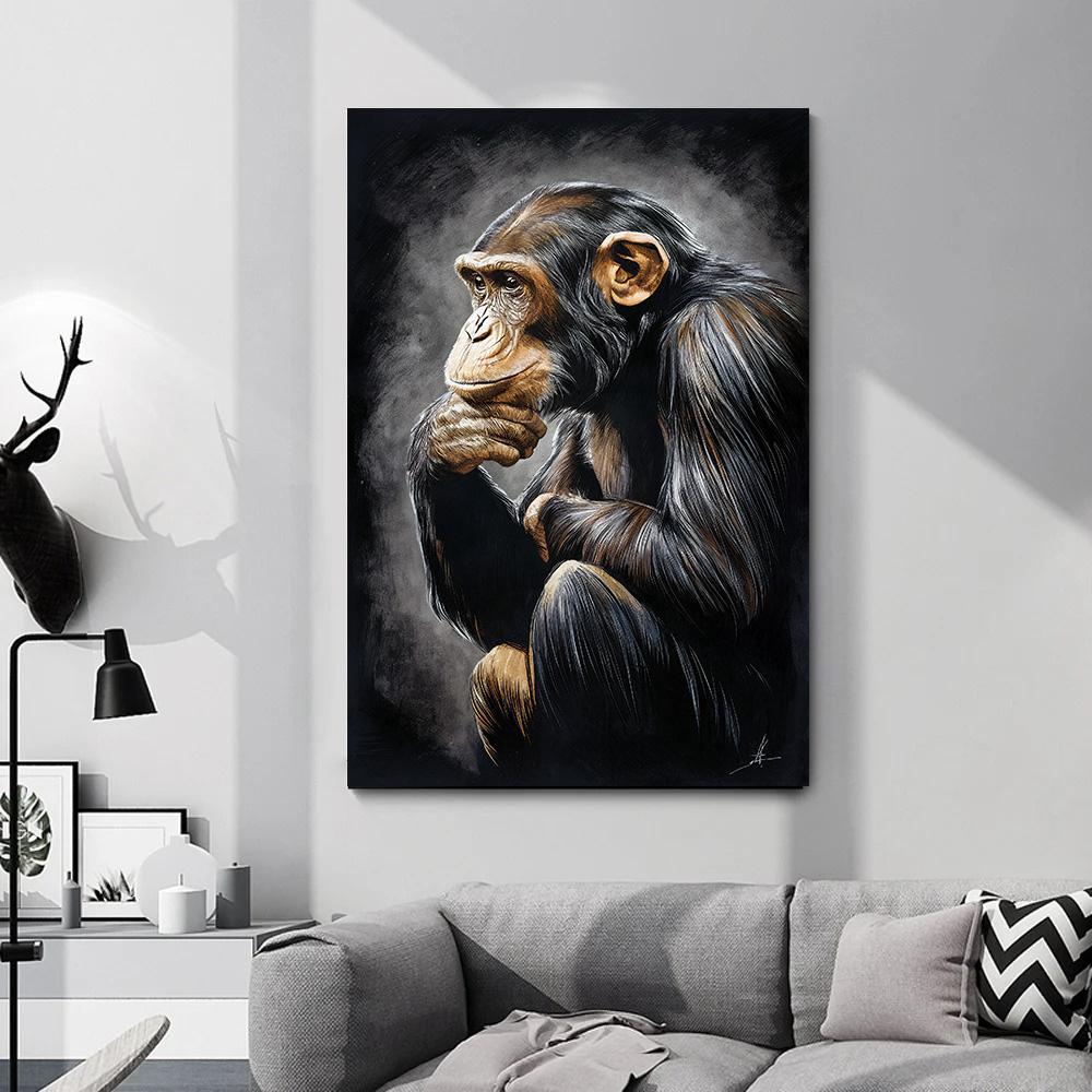 Animal Poster Posters Canvas Painting Wall Art Dark Funny Monkey Posters and Prints for Living Room Home Decoration