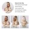 ALAN EATON Synthetic Wigs for Women Long Wavy Gradient Dark Brown Root Blonde Wigs Middle Part Cosplay Daily Heat Resistant Fiber