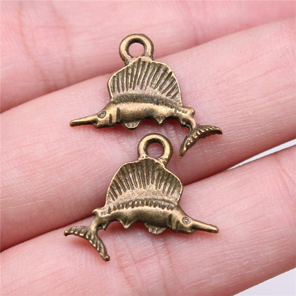 20 Stück Fisch Anhänger Antik Bronze Silber Farbe Anhänger DIY Basteln Herstellung Zubehör Handgefertigt Tibetischer Schmuck Für Schmuckherstellung