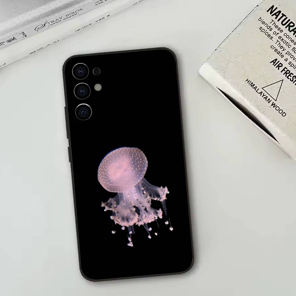 Jellyfish Oceanic   Phone Case Black Silicone Soft For Samsung S25,S24,S21,S22,S23,S30,Ultra,S20,Plus,Fe,Lite