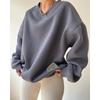 Loose Sweatshirt V-neck Long-sleeved VersatileWomen's Pullover Top