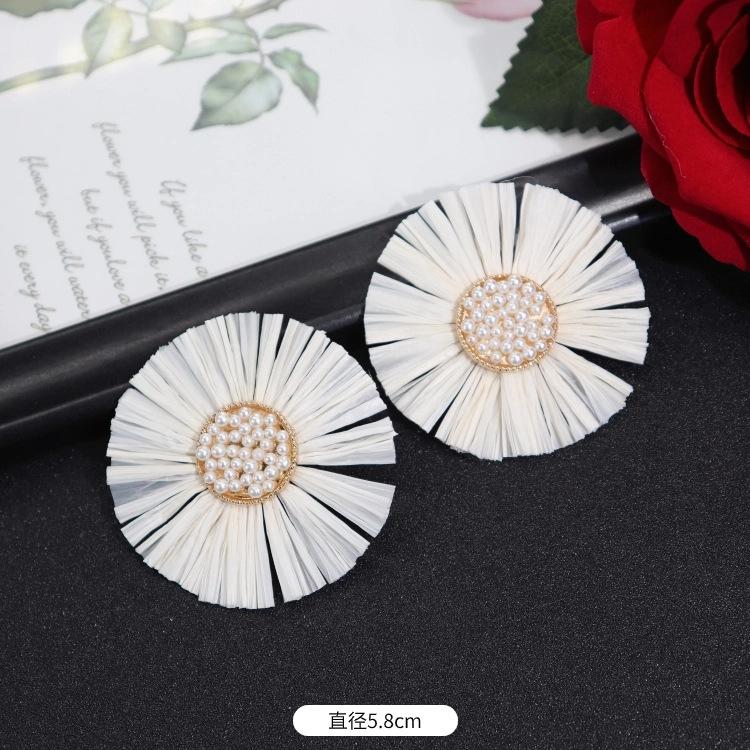 

Винтажные серьги-пусеты из ротанга и рафии для отпуска, женственность, пляжные серьги, персонализированные серьги, серьги ручной работы