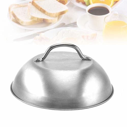 Oikabio Stainless Steel Steak Cover, Thickened, for Western Restaurants, Hand-Handled Steak Cover, Hemispherical Cover