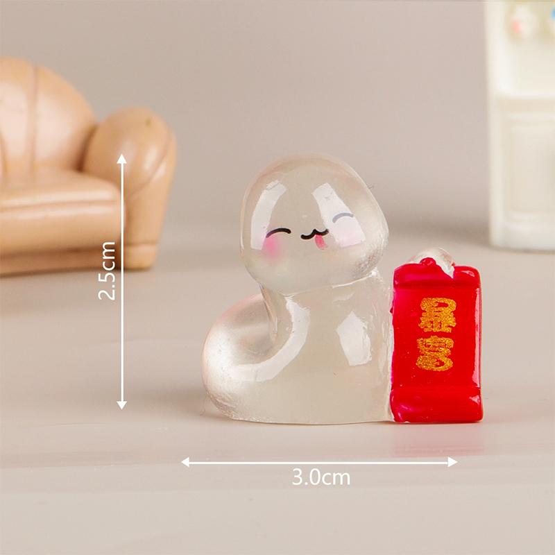 2025 Snake Year Mini Ornament Fortune Luminous Zodiac Snake Figurine Micro Landscape Car Interior Home Desktop Decoration Gifts