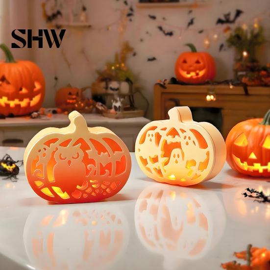 Easy Demoulding Silicone Molds 1 Set Halloween Pumpkin Lampshade Mold, DIY Hollow Ambient Mold Box Gypsum Cement Epoxy Resin Casting for Crafts Shaped