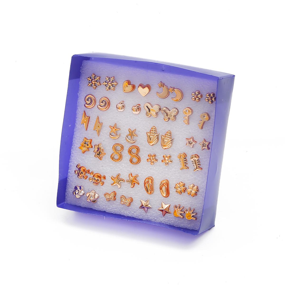 

24 пары/компл. Серьги-гвоздики с покрытием, комплект серег серебристого и золотого цвета для женщин и детей с коробкой, серьги, ювелирные изделия золотой