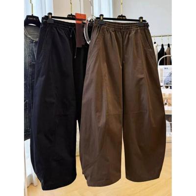 Women's Solid-Color Workwear Pants for Spring/Fall Loose-Fit Casual Slimming Curved-Leg Pants