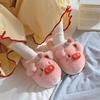Fashion Fluffy Pink Piggy Slippers for Women Winter Indoor Anti-Skid Home Slippers Warm Ladies Room Shoes House Slides