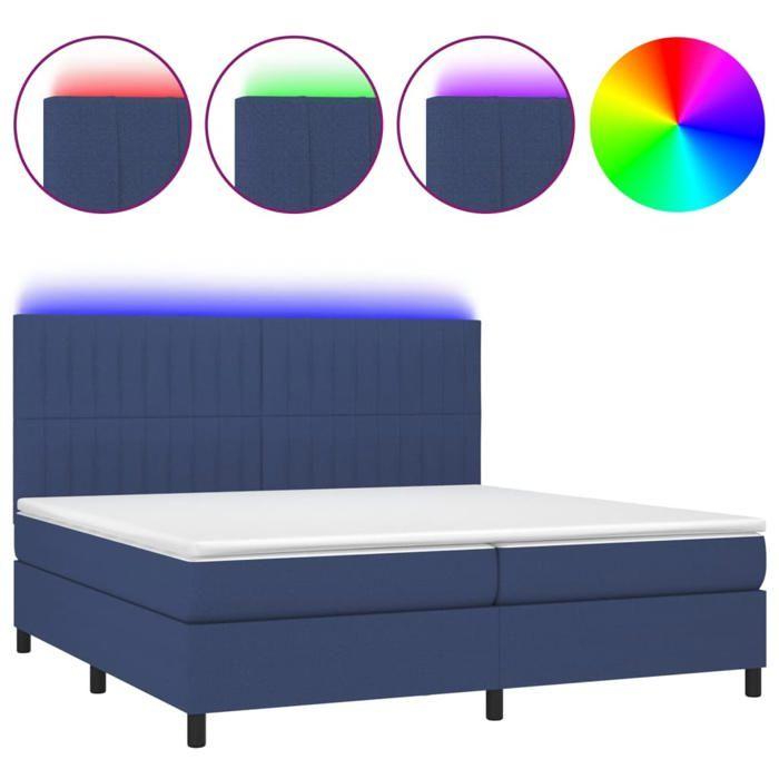 VidaXL Sommier à Lattes de Lit avec Matelas et LED, Lit Rembourré avec Tête de Lit, Lit Double, Lit Adulte de Chambre, 3135067
