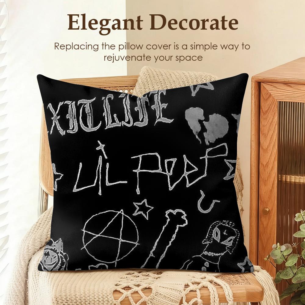 LLil Peep HHell Boy Cushion Cover Natural Linen Organic Fabric DoubleSided Printing Sofa Home Decor Gift Pillow Case