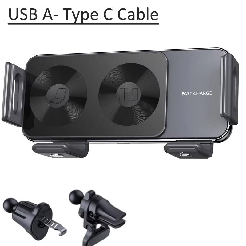 Fold Screen Car Fast Wireless Charger Dual Coil Stand For Samsung Galaxy Z Fold 6 5 4 S24 Ultra iPhone 16 15 14 Pro Max Xiaomi