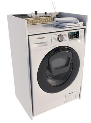 Ts Waschmaschinen-Schrank, Weiß, Badezimmerregal