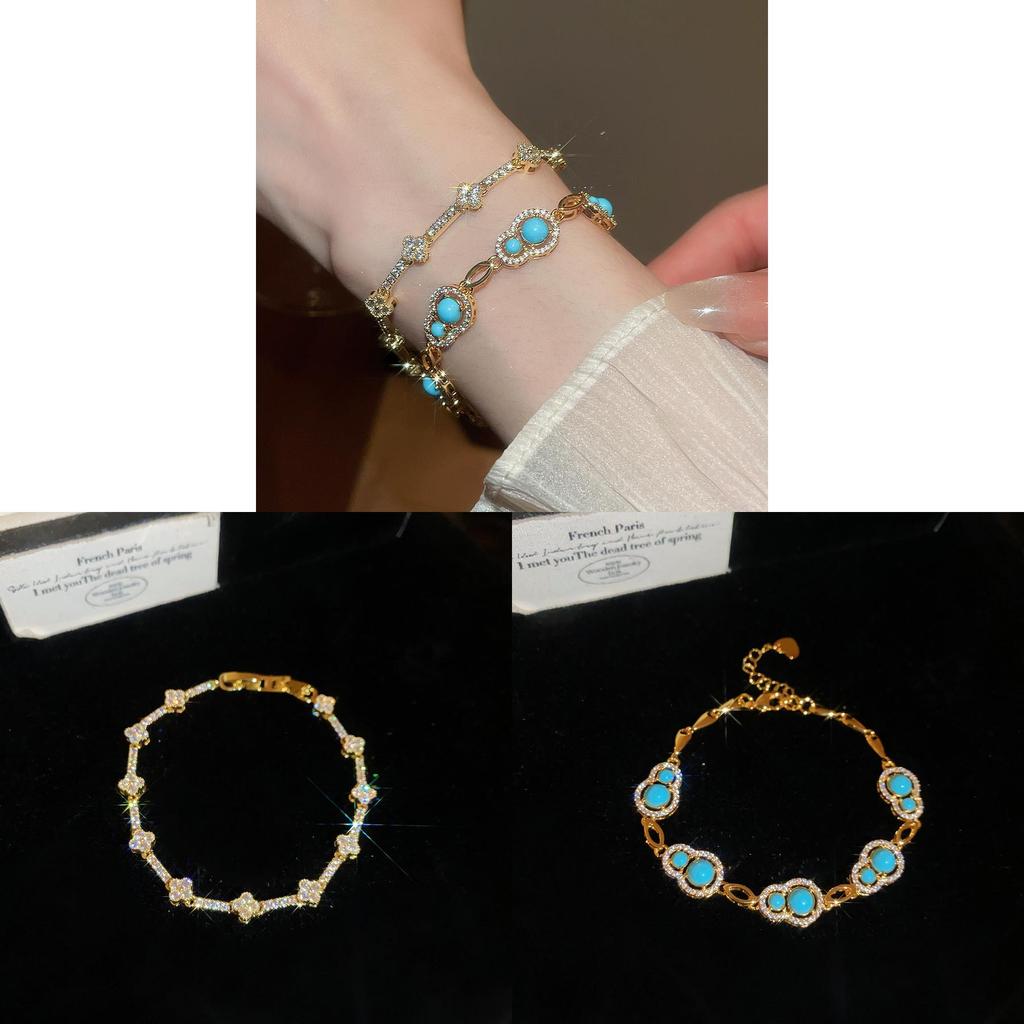 Vintage Goldplated Gourd Bracelet With Zircon Stones For Women Gift