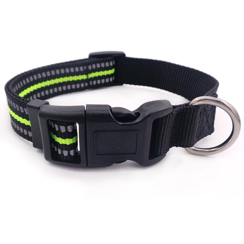 Reflektierendes Hundehalsband, Katzen- und Hundehalsband, Nylon, reflektierendes Halsband, Haustierhalsband M grün