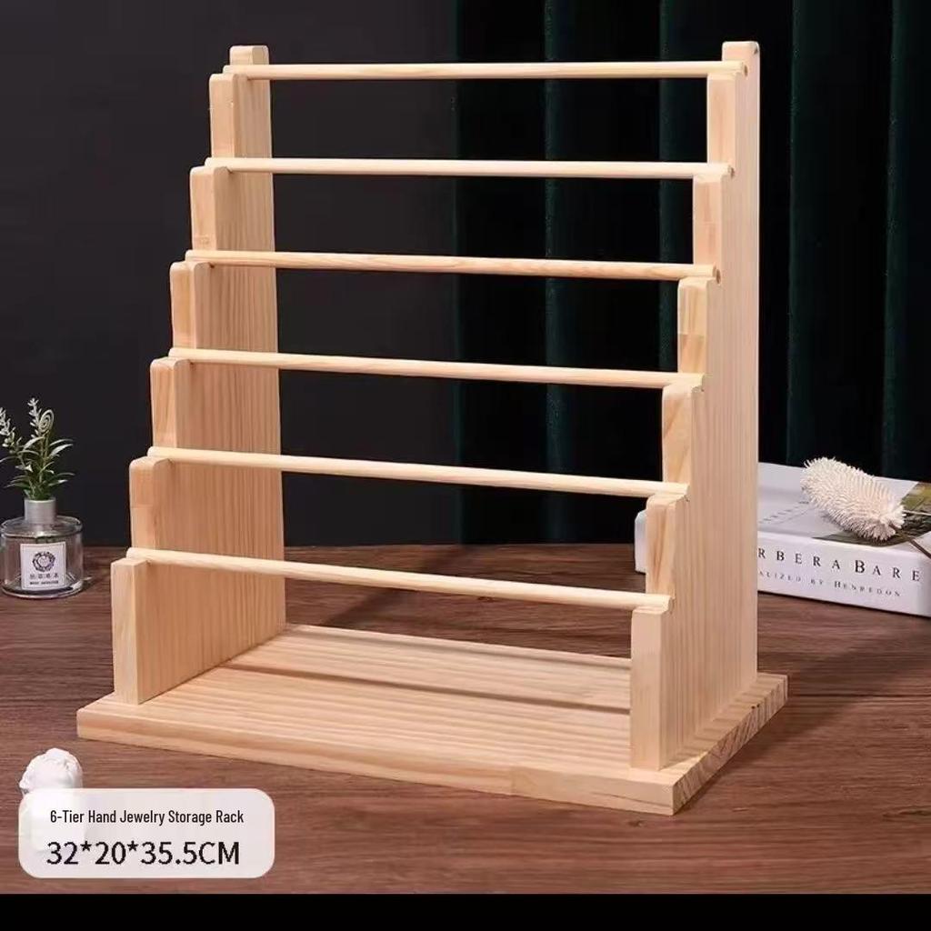 Solid Wood Bracelet Display Stand for Buddhist Beads, Jewelry, Hair Ties, and Headbands