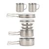 8pcs/set Camping Cookware Mess Kit Stainless Steel Cooking Pot And Pan Set With Plates Cups For Outdoor Hiking Backpacking