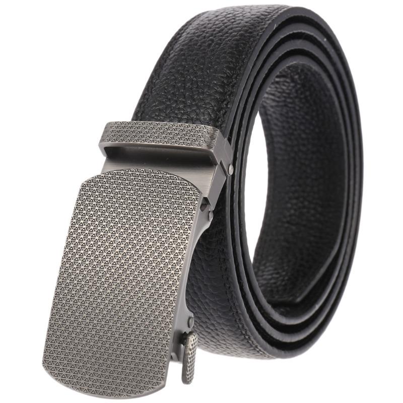 Alloy Automatic Buckle Top Grain Leather Belt - Men's Leather Belt - Genuine Leather Belt