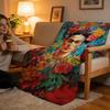 Coperta in Peluche Corto ad Alta Densità per Divano, Sonnellino, Stanza Condizionata, Morbida, Delicata sulla Pelle, Frida Kahlo