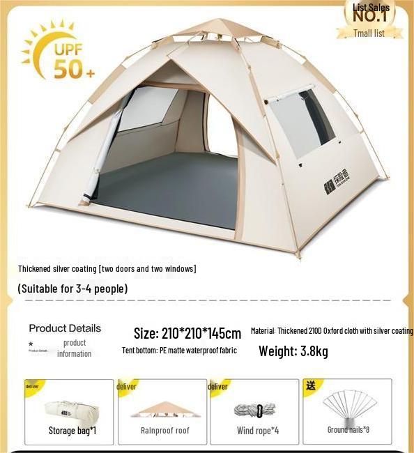 Outdoor Explorer Blackout Tent: Portable, Convenient, Automatic Folding for Camping, Beach, Indoor.