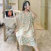 Sweet Summer V-Neck Cotton Rayon Nightgown - Loose-Fit, Short-Sleeved