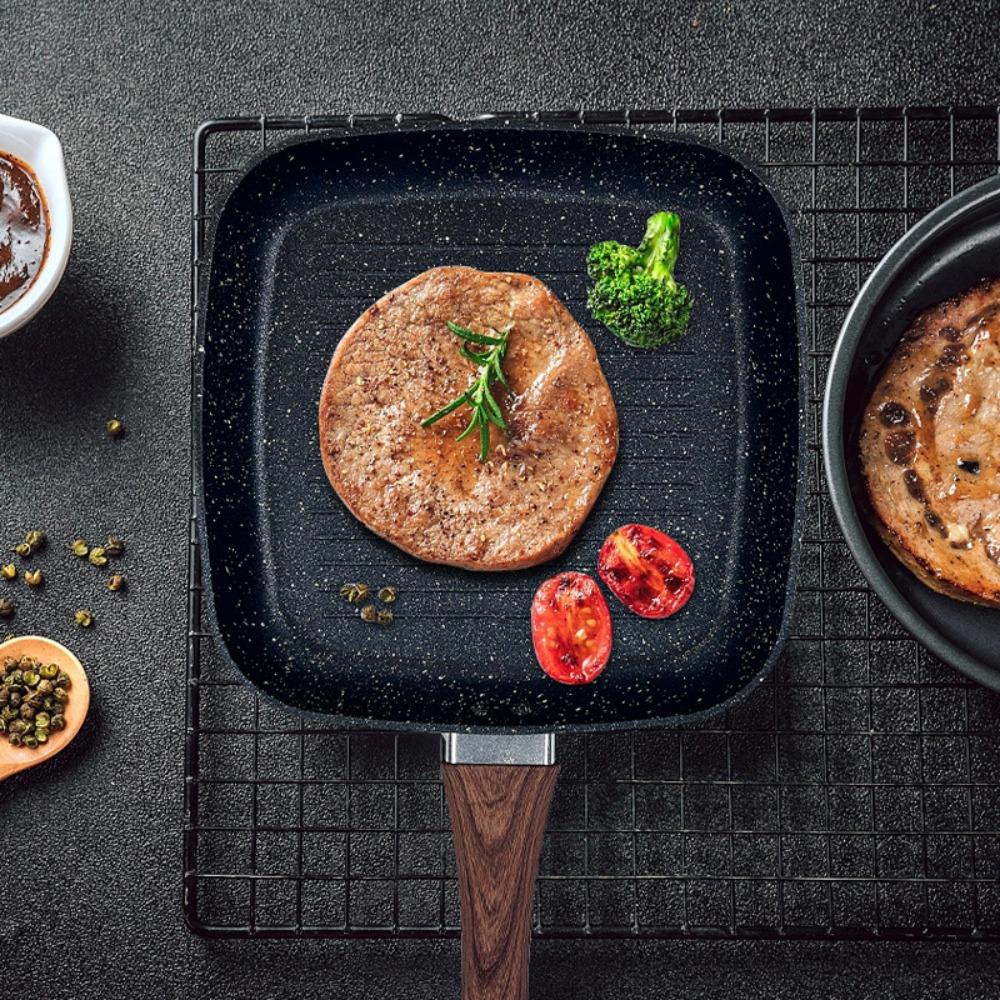 Nonstick Square Skillet Ergonomic Design Grill Pan Professional Cooking Griddle  Grilling