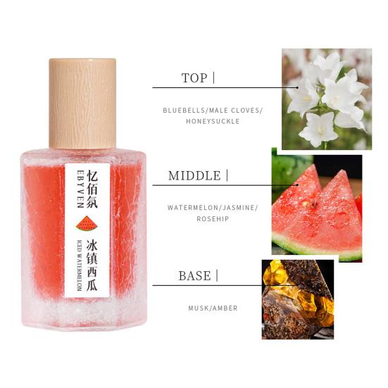 Yousheng Lady Perfume, Summer Fruity Watermelon Lychee Peach Scent for Women, 50ml Long Lasting Light Fragrance, Glitter Sand Bottle