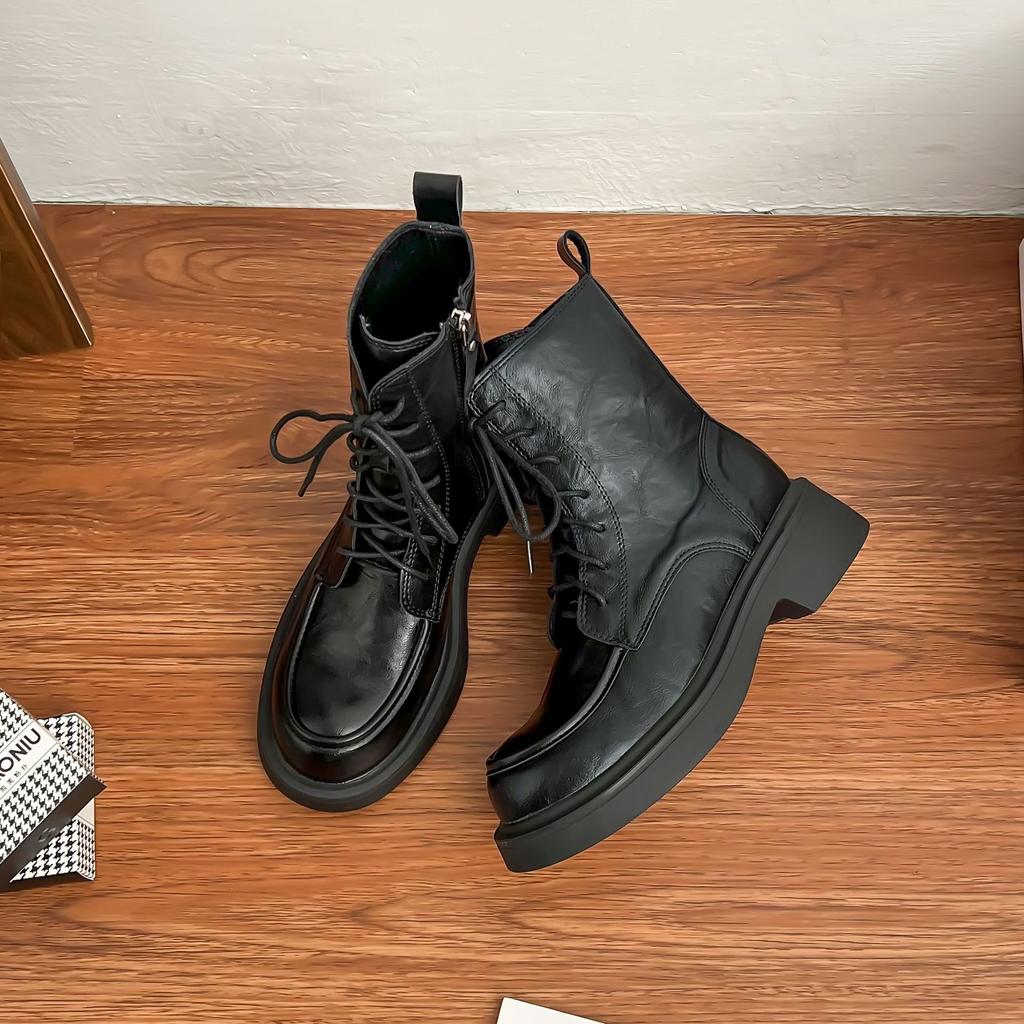 Grape mother winter new thick-soled Martin boots women wear high-end British style retro thick-soled short boots children