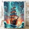 High-quality shower curtain featuring a stormy seascape with majestic ships perfect for creating an oceanic atmosphere in any ba
