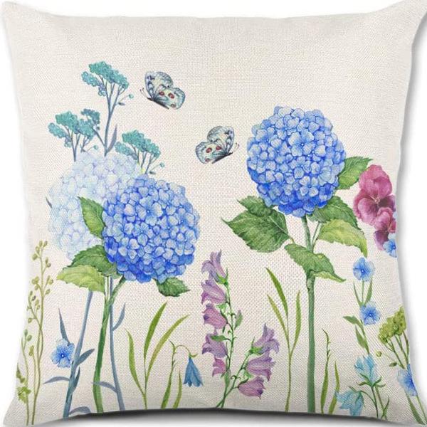 Year Daisy Flower Linen Pillow Case Home Decor Hydrangea Sofa Pillow Cushion
