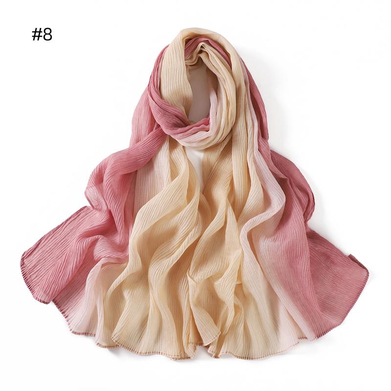 

Crinkle Hijab Scarf Abaya Women Veil Muslim Shawl Gradient Headscarf Wrap Femme Headbands Turban Islamic Bandana Bufandas