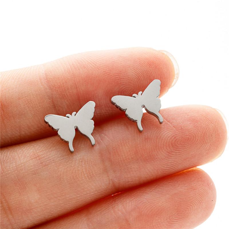 Kleine Edelstahl-Ohrringe Geometrisch Damen Herren Minimalistisch Rund Herz Mond Stern Ohrstecker Dreieck Pendientes Geschenk