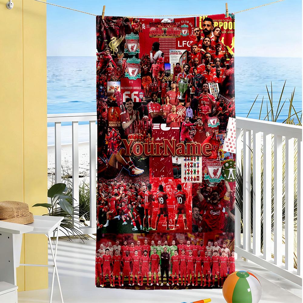 Liverpool Personalized Text Beach Towel High Absorbency & Quick-Dry Ideal for Travel Outdoor Swim Pool Yoga Surf Camping Hiking Gym Gift Holiday