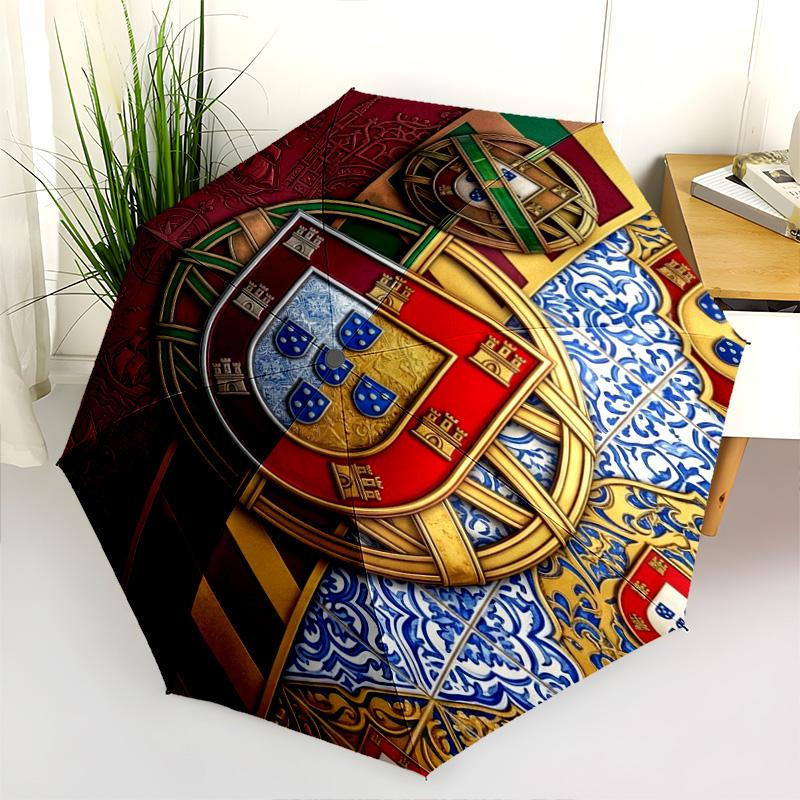 Portuguese Heritage Royal Symbols Folding umbrella durable Suitable for all seasons Three folds light Umbrella