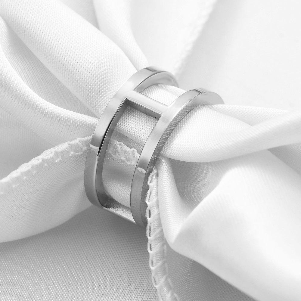 Simple double hollow stainless steel ring I-ring Gold women's fashion all-match ring jewelry gift for couples