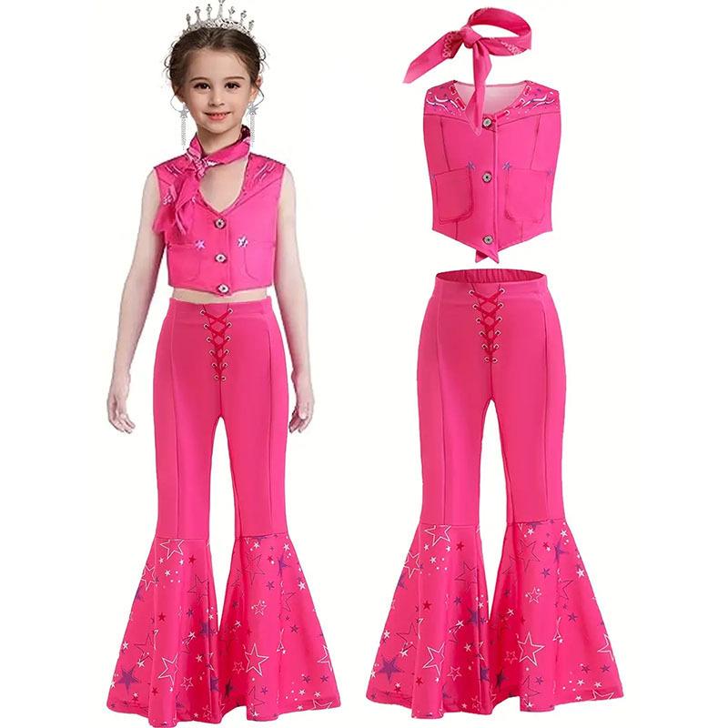 Koszula Cosplay z Filmów Europejskich i Amerykańskich: Dziecięcy zestaw kostiumów do odgrywania ról Barbie z dzwonami
