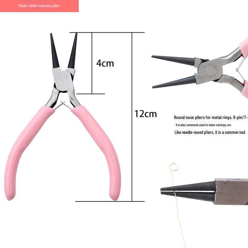 "Handmade Pink Needle-Nose Pliers: Multi-Function Jewelry Tool for Beading and Winding"