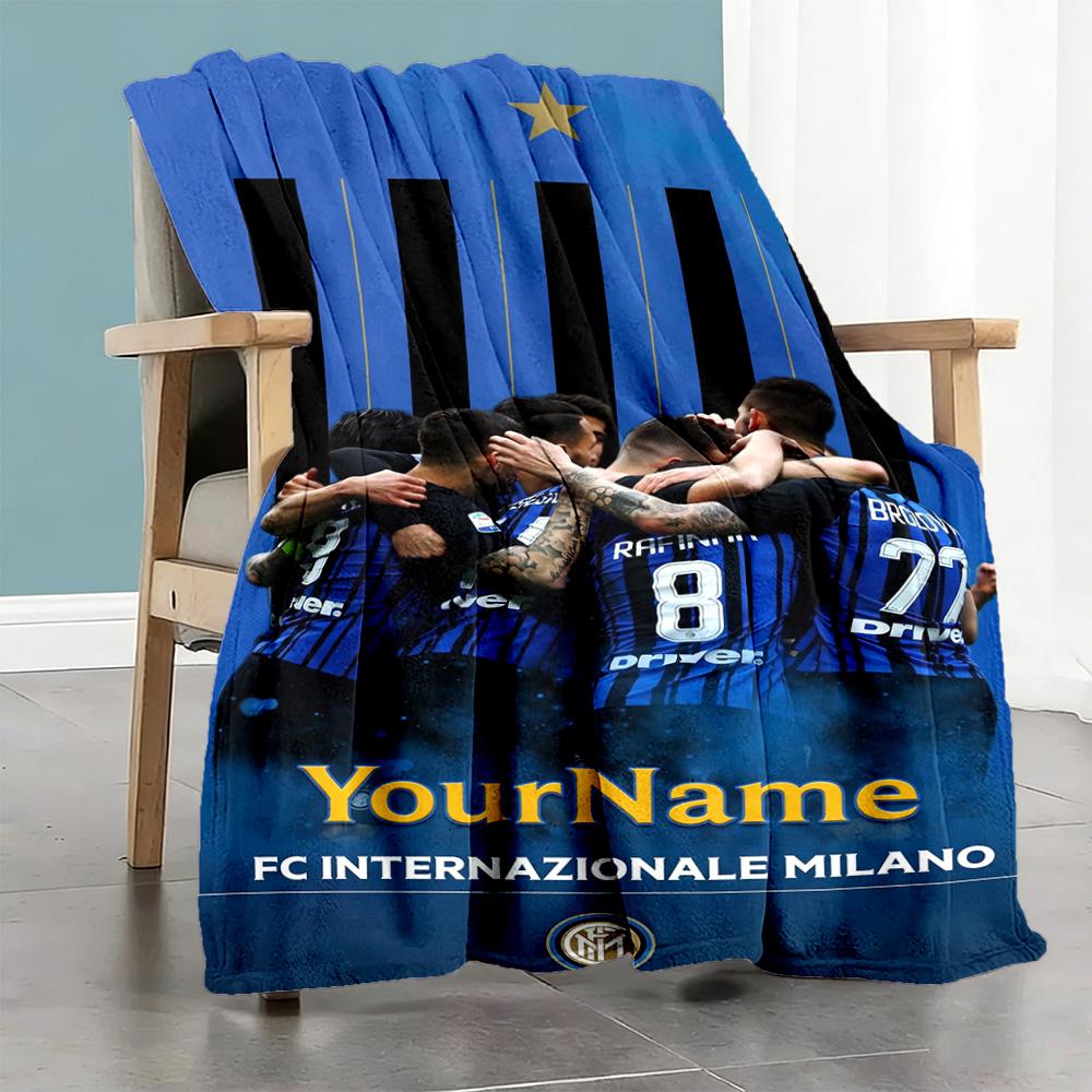 Inter Milan Personalized Text Blanket Gift Customizable Blanket Durable Comfort Perfect for Bedding Office Chair Chair Picnics for All Occasions