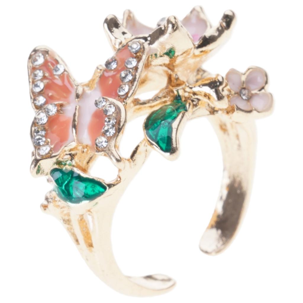 Fashion Butterfly Rings Featuring Vibranting Drip Oil Alloy Construction For Everyday Elegant And Symbolic Charm