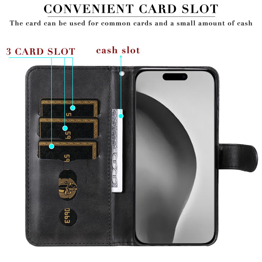 Für iPhone 16 Pro Max Hülle Reißverschlusstasche Flip Stoßfest Leder Handyhülle